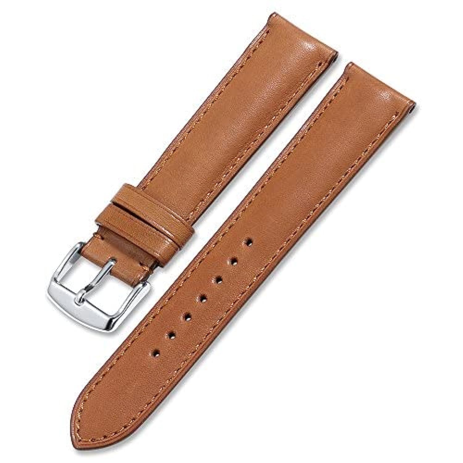 Ewatchaccessories 20mm Genuine Leather Tan Watch Band Strap for Men and Women | Comfortable and Durable Material | Silver Buckle-D1 (B0B1MTBB4Z) Amazon Price History, Amazon Price Tracker