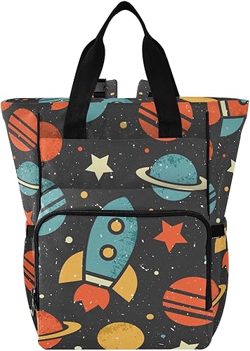 Space Galaxy - Mochila para pañales de nave espacial para bebés, niños y niñas, bolsa de viaje con correas para cochecito y almacenamiento de