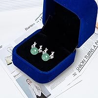 Vista 9 de Jade Earrings Studs,Green Jade Earrings for Women,925 Sterling Silver Earrings Studs for Sensitive Ears,Handmade Jade Earrings for Birthday