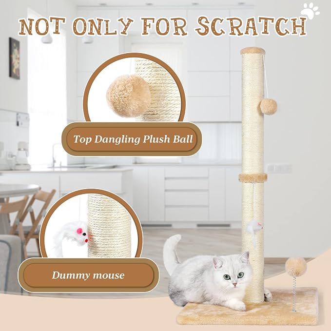 Poste Rascador para Gatos ANWA 32" con Juguetes, Sisal miniatura 4