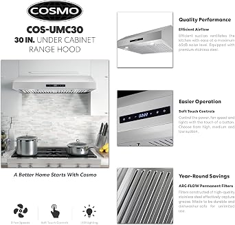 30 in. Haven Coll 380 CFM Ducted Under Cabinet Range Hood, LED, Stainless