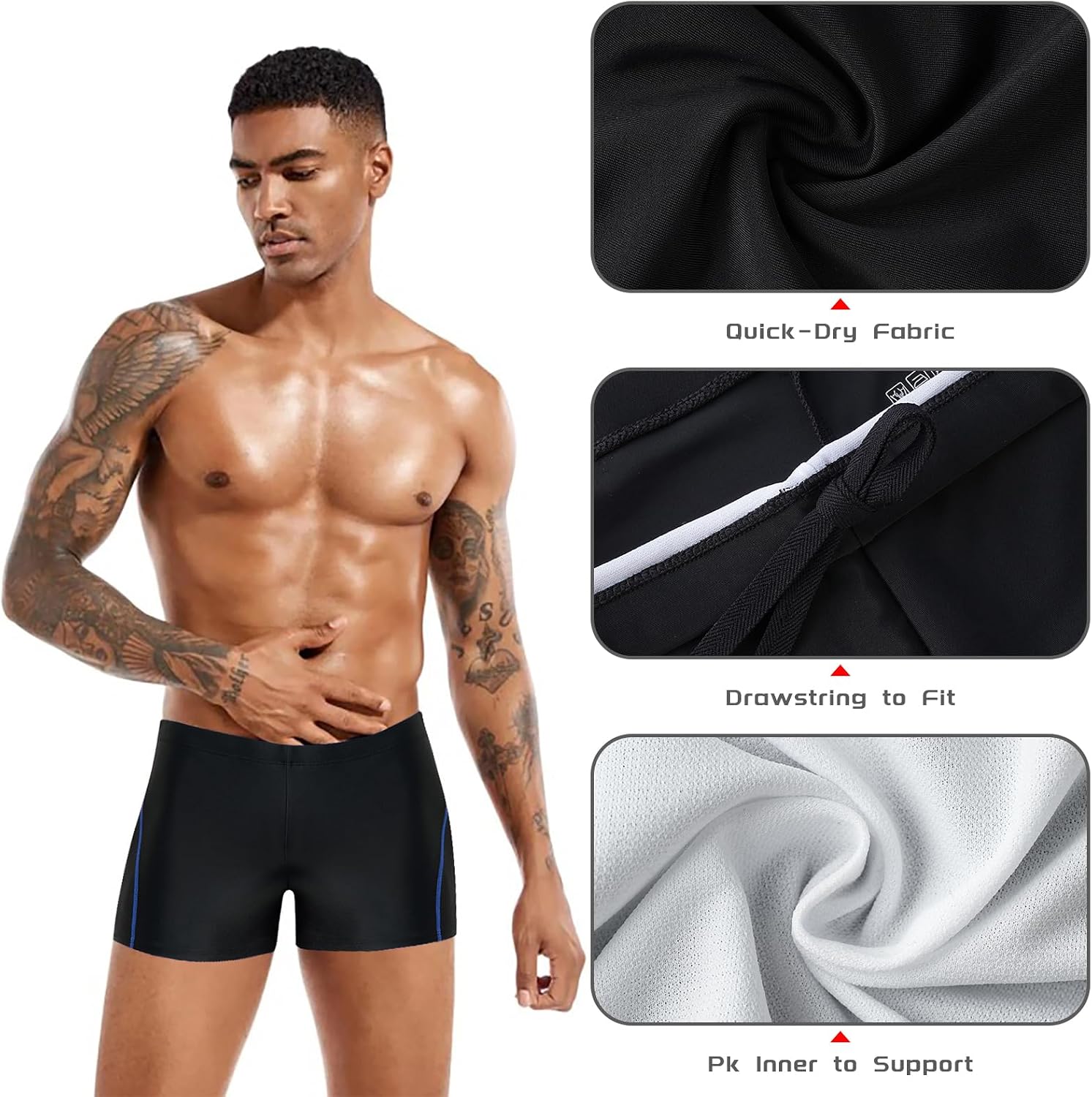 Xioker Men Swimsuits Jammer for Swimming,Swim Jammer Men Square Legs UPF50 +,Men Swimming Jammer Trunks