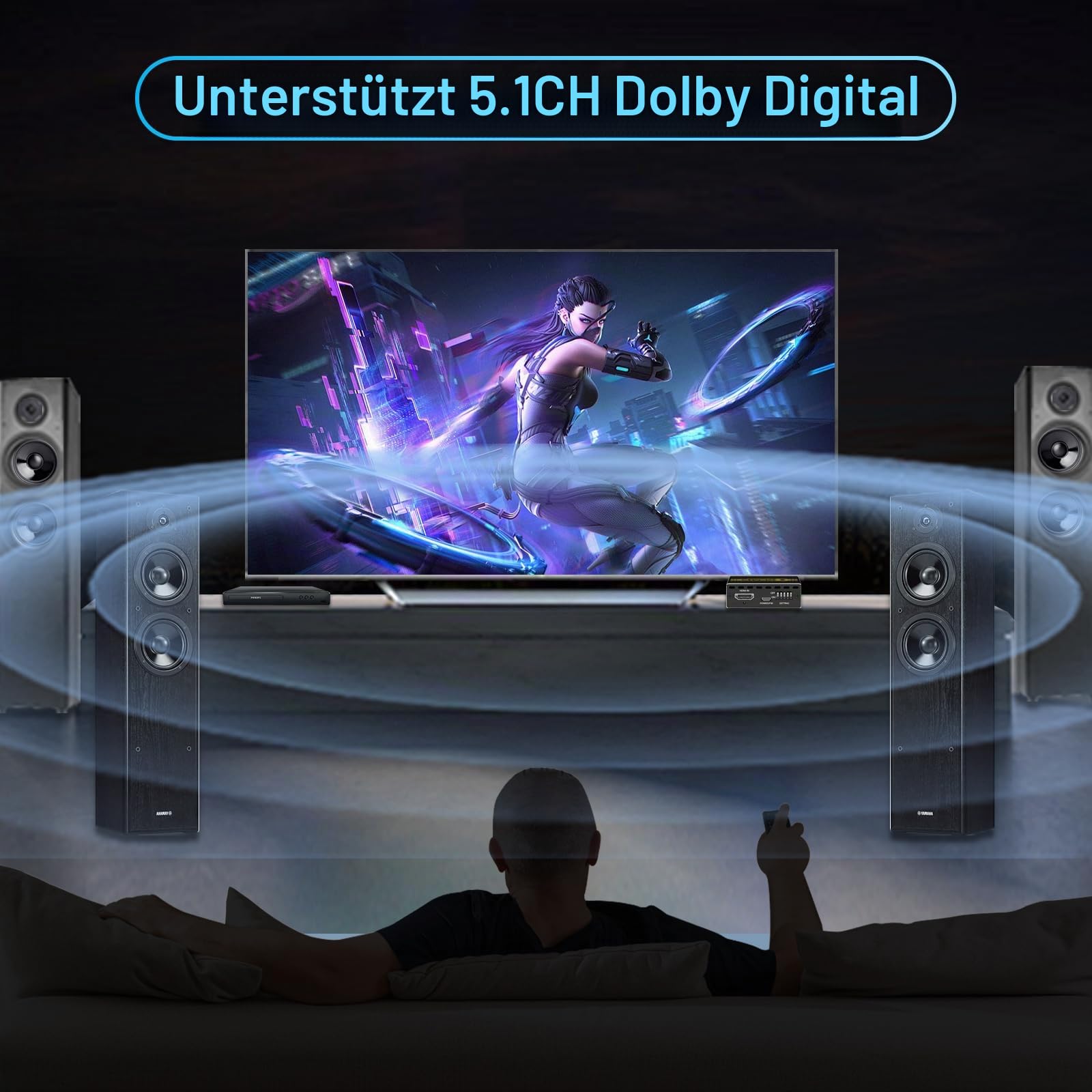 HDMI 2.0 Audio Extractor 4K 60Hz PS5 1080P 120Hz 4:4:4 HDCP 2.2 18 Gbit/s D-olby Vision HDR DE-Embed SPDIF Optical 5.1CH 3.5mm Stereo L/R Audio Breakout Digital EDID Management, Scaler 4k 1080P