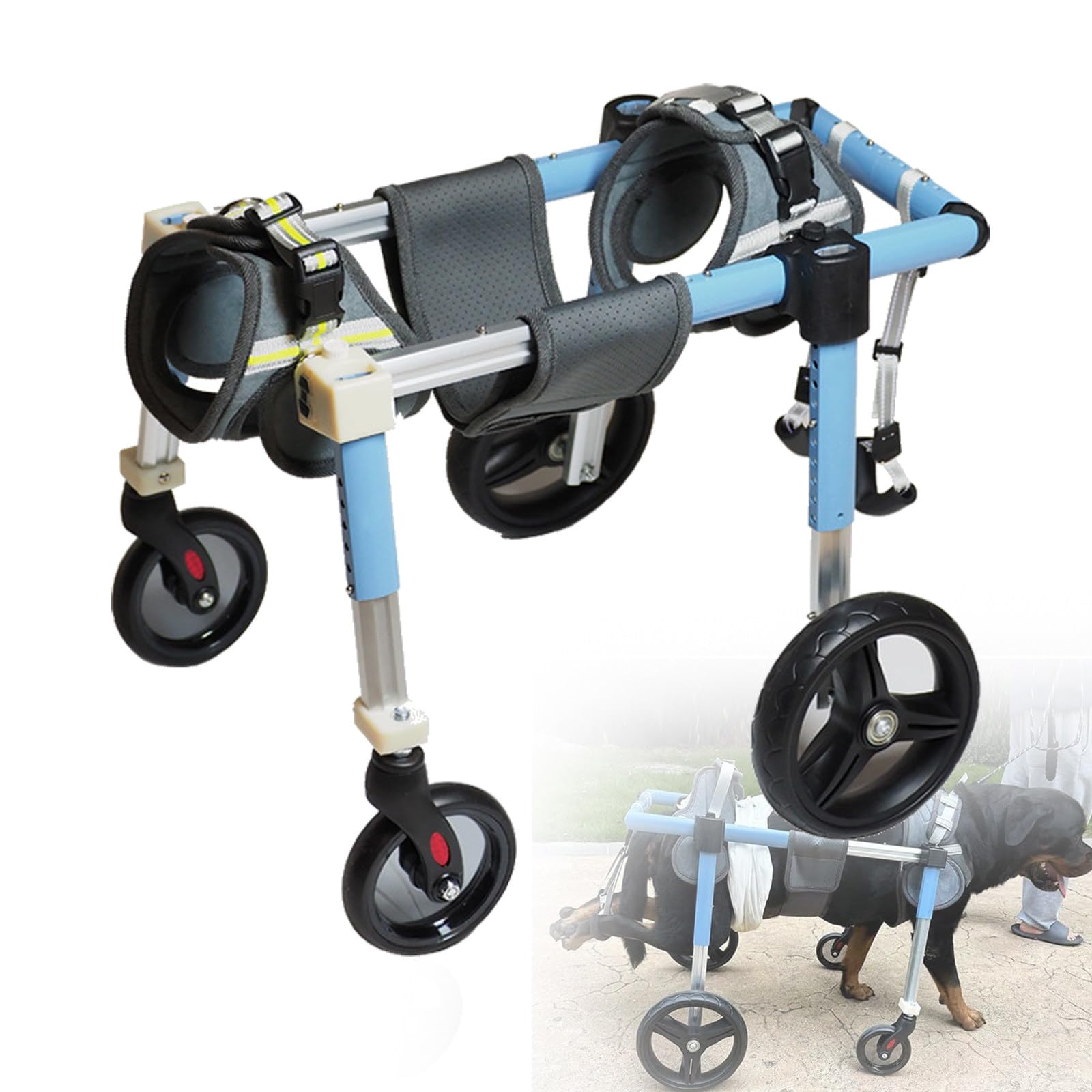 Silla de ruedas ajustable para perros XS con soporte de 4 ruedas para entrenamiento adaptado