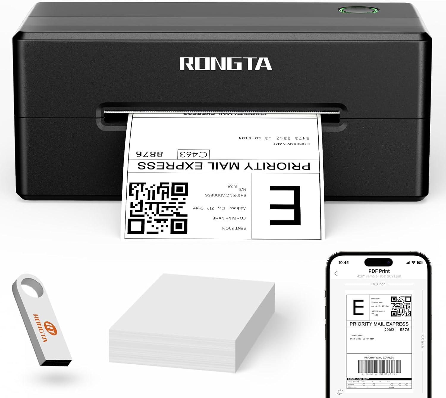 Rongta 4x6 Bluetooth Thermal Shipping Label Printer
