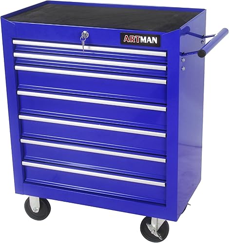 Miniatura 8 de Caja de herramientas con ruedas de 7 cajones con ruedas, carrito de herramientas multifuncional, gabinete de almacenamiento de herramientas