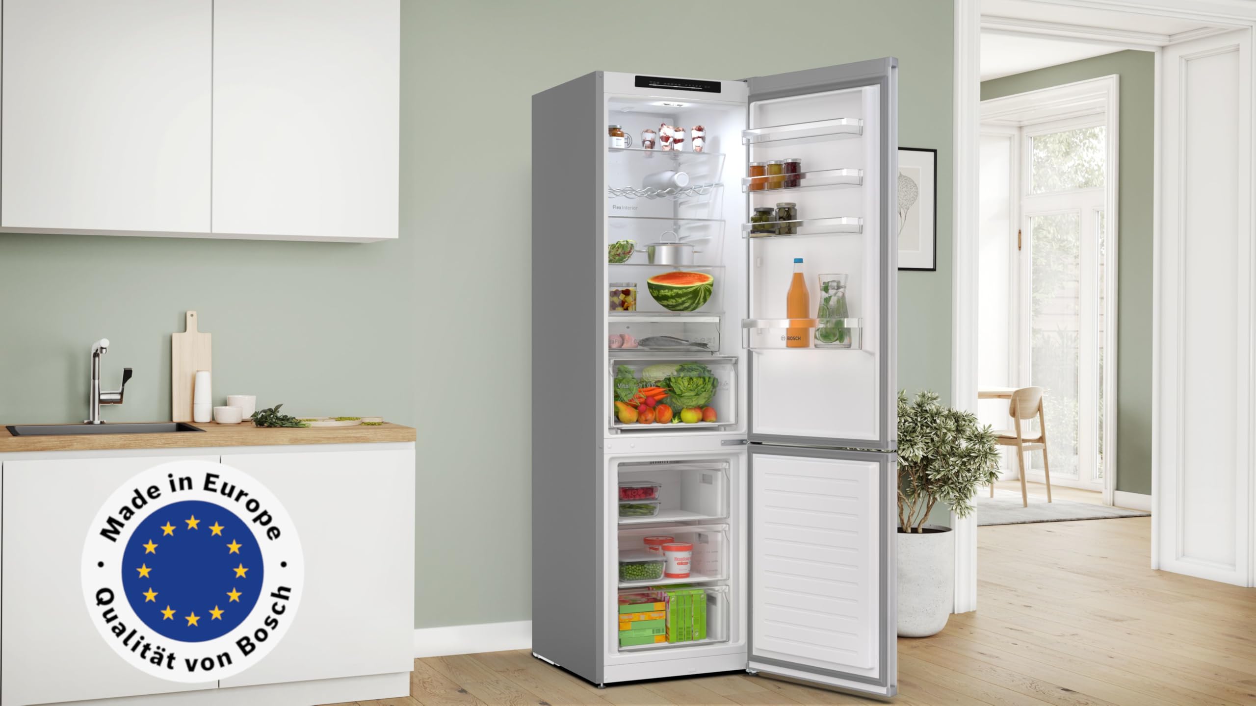 Bosch Serie 4 Kühl-Gefrier-Kombination KGN392LAG, 203x60 cm, 260 L Kühlen & 103 L Gefrieren, Total No Frost, VitaFresh XXL, Extra leise, Metall-Optik