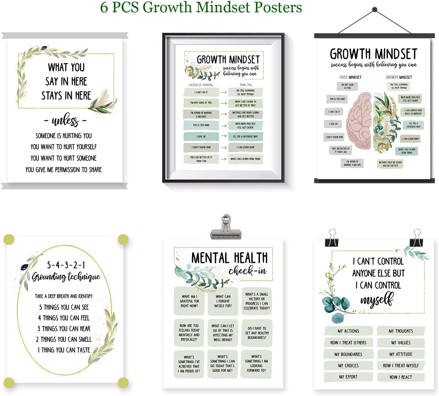 Mental Health Posters for Classroom Decor - School Counselor & Therapist Office Must Haves, Affirmation Wall Art, Psychology & Therapy Office Supplies, Mental Health Office Wall Decor 8 71oomX1K03L. AC SL1473