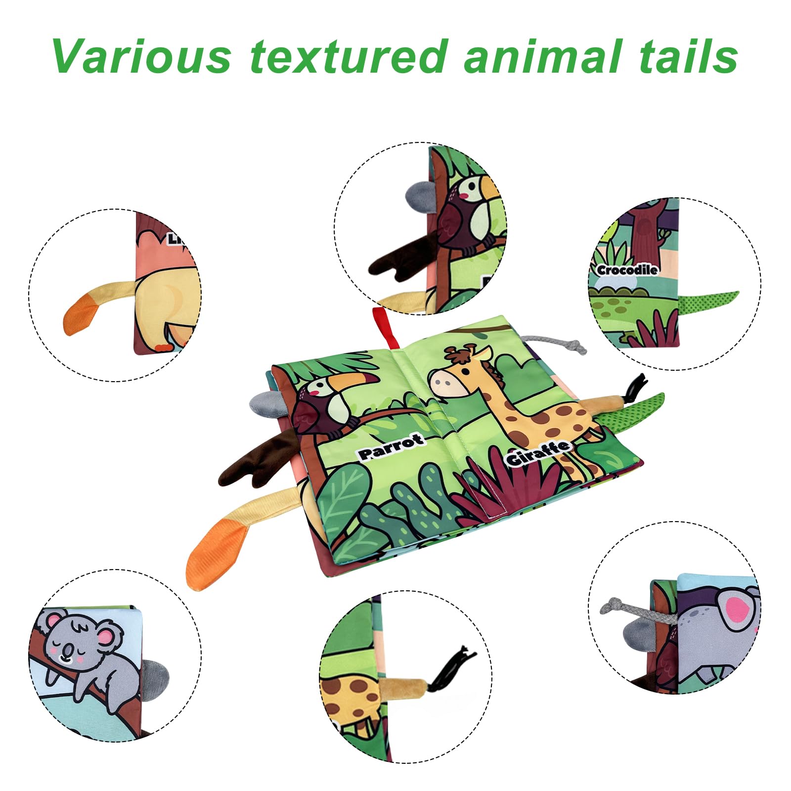 Chiluxendo Jouet Bebe 0-3 Mois, Livre Sensoriel Jeux Eveil, Fabric Book en Tissu Bébé Livre Sensoriel, Tissus Livres D'Éveil Jouet Educatif Montessori, pour Cadeau Bebe Garcon Fille