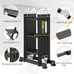 RIKADE Folding Ladder, 7-in-1 Aluminium Extension Collapsible Step Ladder with Tool Tray, Platform Plates, 330LBS Capacity Heavy Duty Multi Purpose Scaffold Ladder for Home Use Outdoor Work