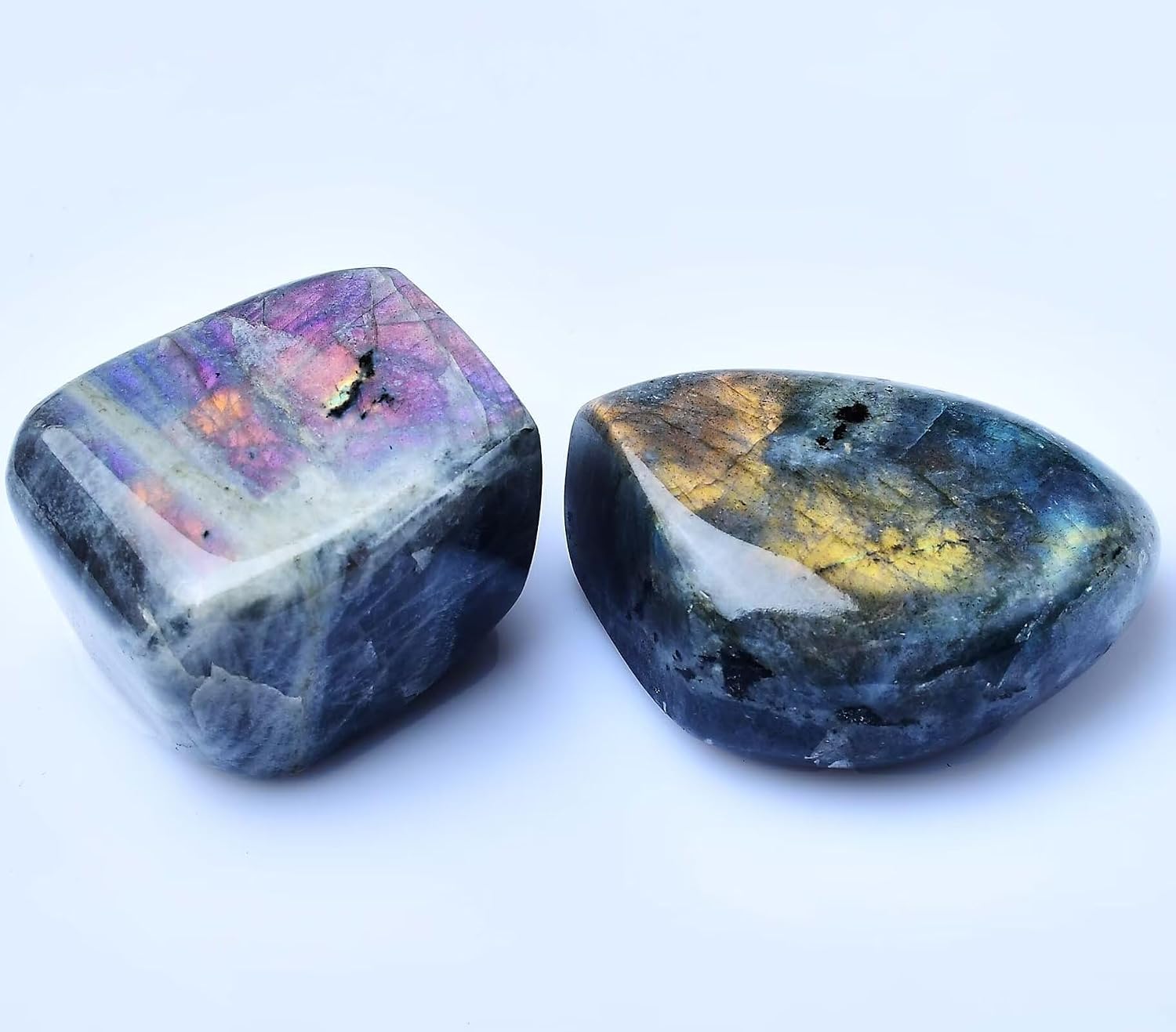 Large Purple Labradorite Rock Polished Slab Block Healing Crystal Palm Stone for Meditation Gift Home Decor Gemstone 2.6-3.0 Pound