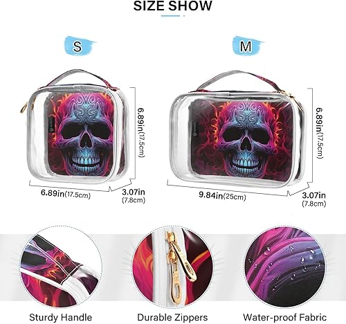 Miniatura 4 de Gothic Skull Clear Toiletry Bag for Traveling,2 Pack Makeup Cosmetic Bag with Zipper,Travel Bag for Toiletries,Travel Essentials 21214384