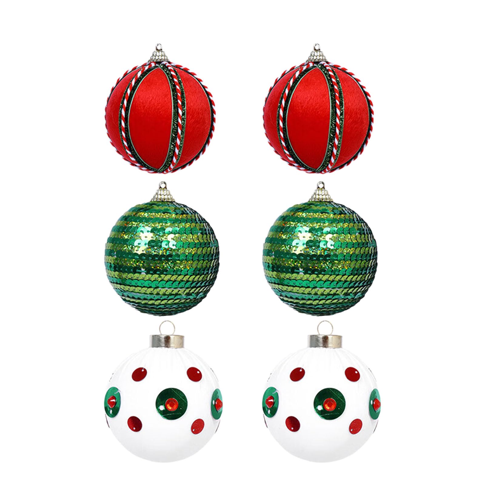 Tfaoys Red Green And White Christmas Tree Decorations 8Cm Plush Ball Multicolored Dots Festival Ornaments Indoor Outdoor Holiday Displays Sphere Christmas Plush Ball Decorations