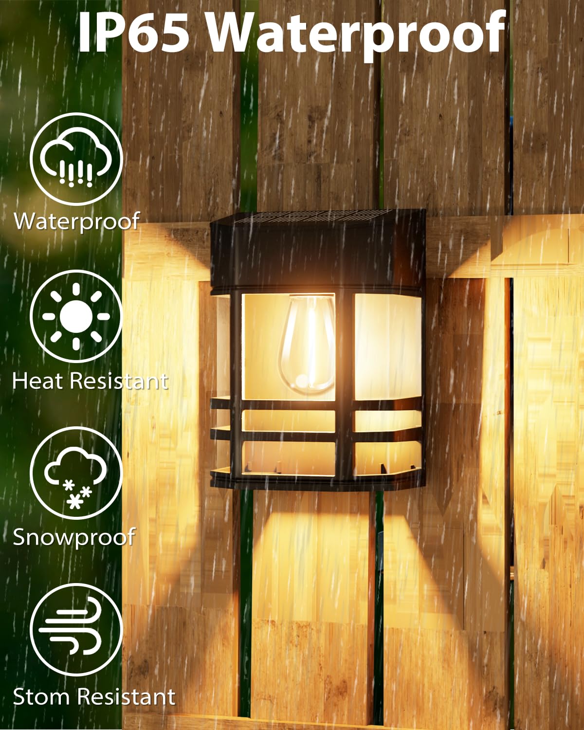 Woolmug 6 Pack Solar Fence Lights Outdoor Garden, Waterproof Retro LED Wall Lights - Image 2