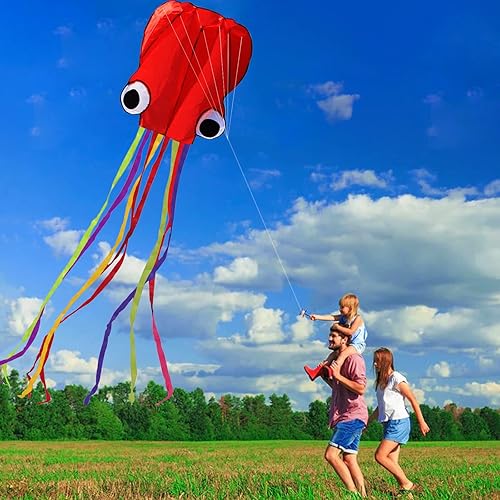 Vista 17 de Hengda Kite Soft Octopus Kite Series, Beautiful Kite with Long Colorful Tail for Kids and Adults, Easy to Fly Beach Kites, Excellent Outdoor
