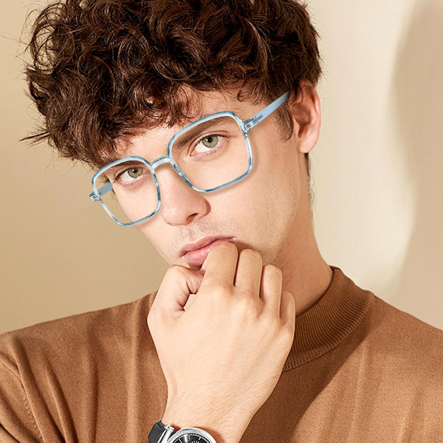 Square Reading Glasses Oversized Full Rim Spectacles Trendy Blue Light Blocking Reader Eyeglasses Lightweight Eyewear - Image 4