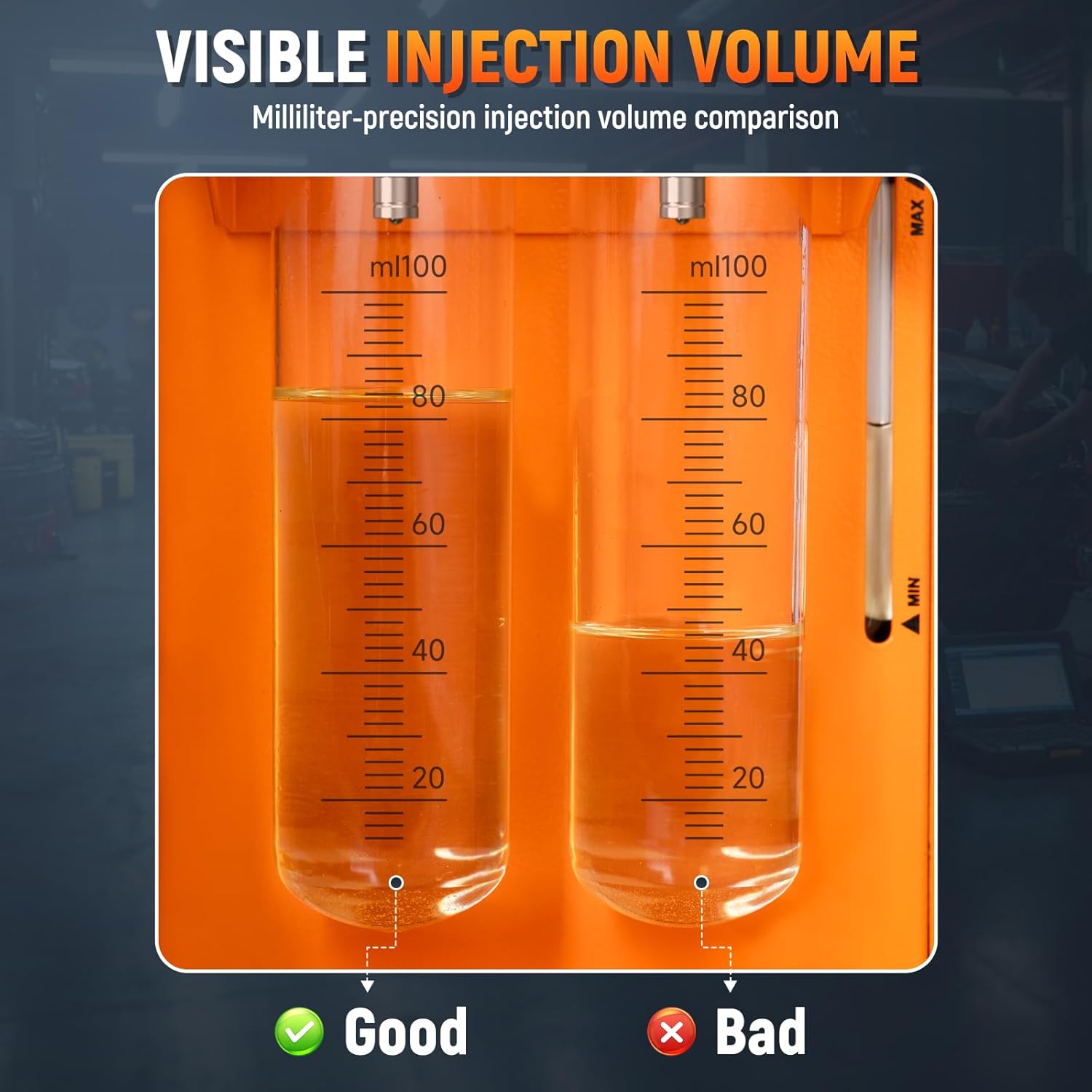 FOXWELL JT200 Fuel Injector Tester, Fix Engine Misfire & Rough Idle - Visualize Spray Pattern & Volume, Automatic Fuel Injection System Tester Diagnostic Tool for 6V/12V MPI Motorcycle & Car Injectors