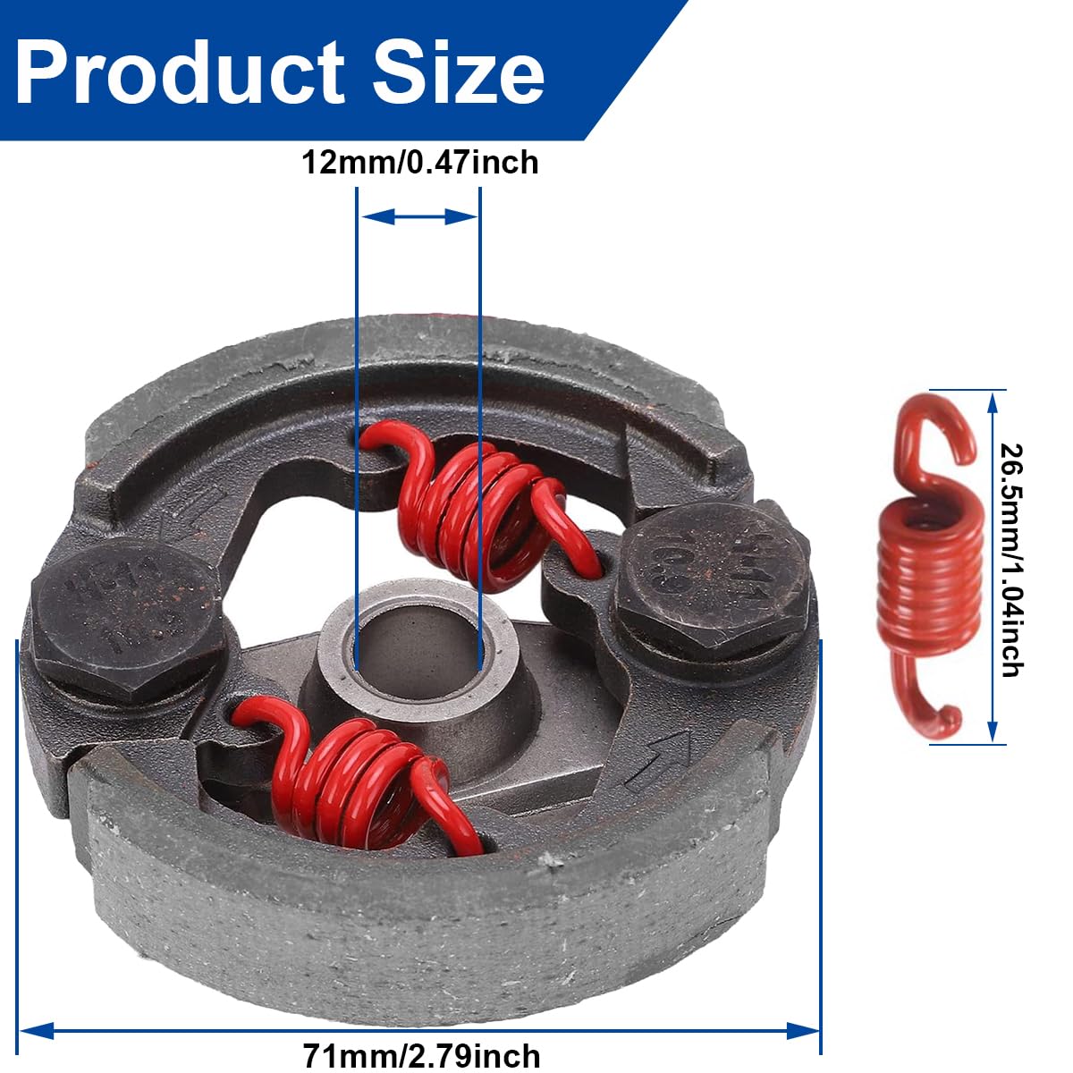 ZAMDOE Pastiglia Frizione a 2 Molle di Ricambio per 43 CC, 47 CC e 49 CC Motore a 2 Tempi da minimoto, Quad, ATV, Moto da Cross, Scooter, Accessori per Frizione