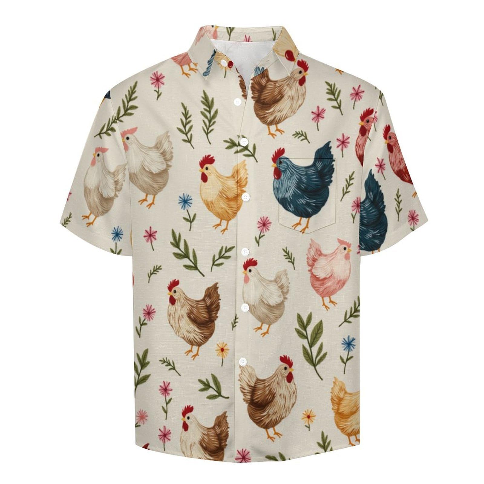 Camicia da Uomo Button Down con Stampa Pulcini Pulcini Piccoli, Acquerello Camicia Hawaiana Casual a Maniche Corte Camicie da Spiaggia Camicie da Vacanza