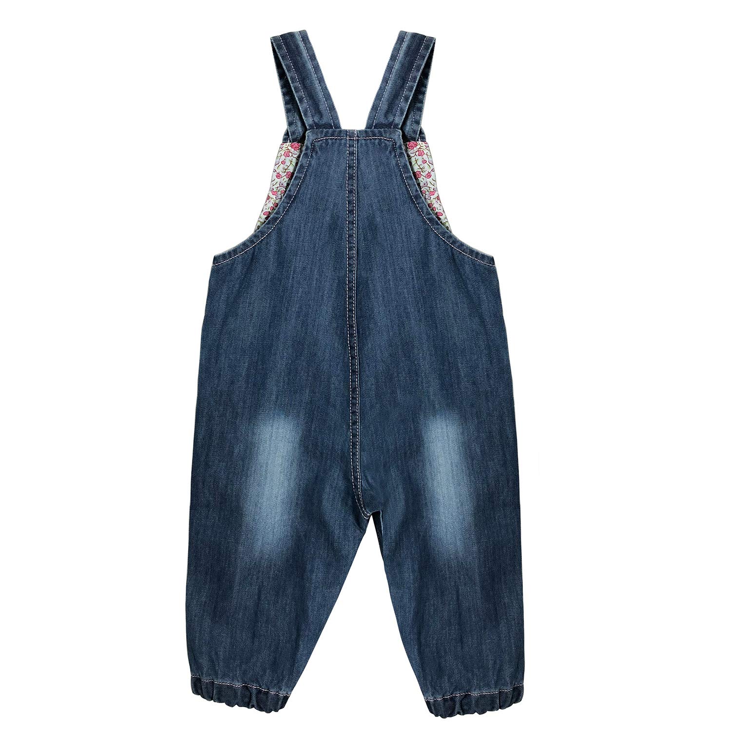 Peacolate 3Mois-3Ans Bébé Fille Broderie Denim Salopette Pantalonà Bavoir Combinaison Jeans(2-3Ans)