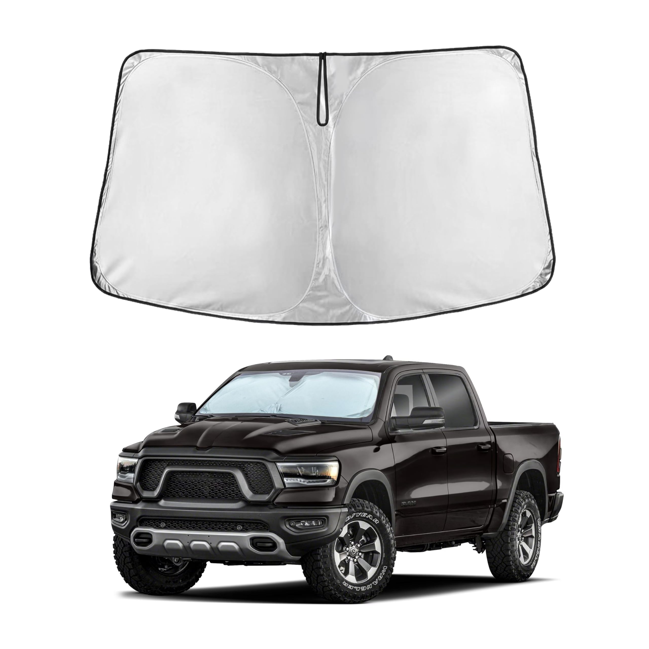 EcoNour Windshield Sun Shade Compatible for RAM Pickup Truck 2019–2026