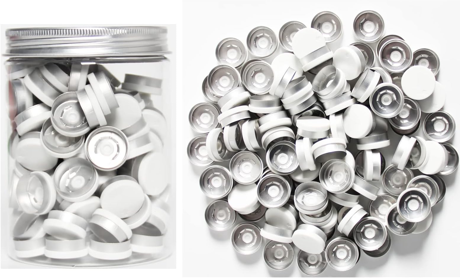 20mm White Flip Top Caps-100 Pcs Aluminum-Plastic White Caps for Glass Vial