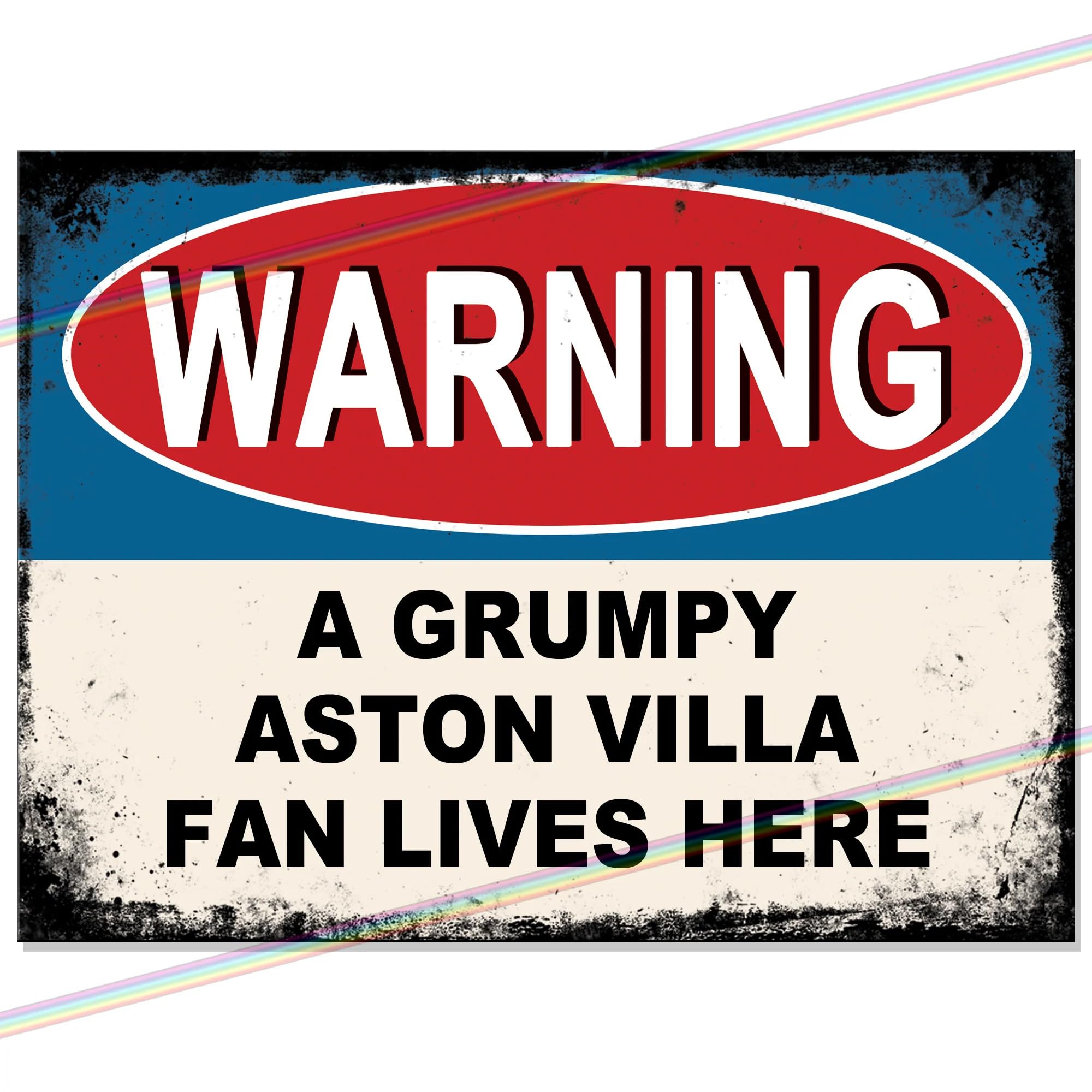 Villa Grumpy Fan Metal Football Sign | Retro Garage Plaque 20x15cm Medium | Warning A Grumpy Fan Lives Here Novelty Home Bar Man Cave Gift UK garden bar, decor, 30th 40th 50th 60th birthday