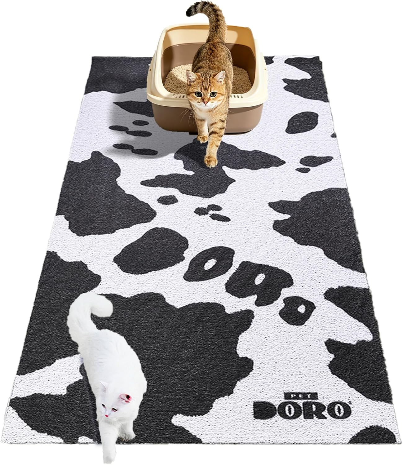Doro Cat Litter Mat 23x15 Inch Waterproof Litter Trapping Mat | Original Cow Pattern Design, Regular Size, Durable PVC, Easy to Clean, Urine-Proof