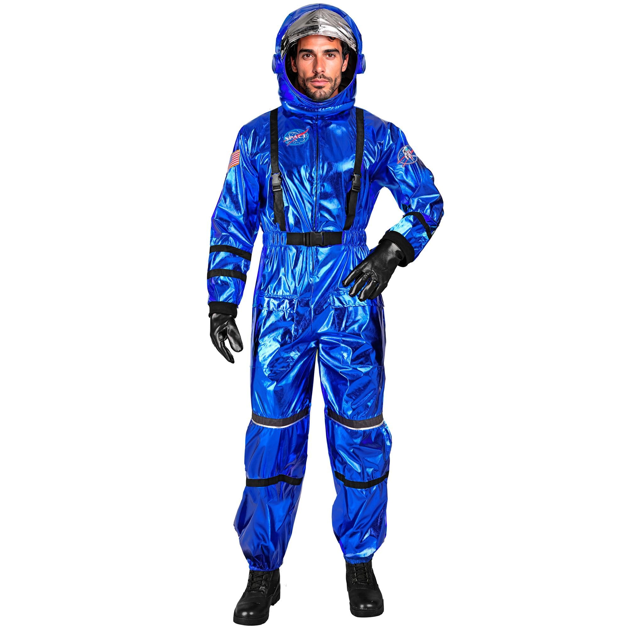W WIDMANN MILANO Party Fashion - Kostüm Astronaut für Herren, Raumanzug mit Helm, Weltall Overall, Raumfahrer, Karnevalskostüme