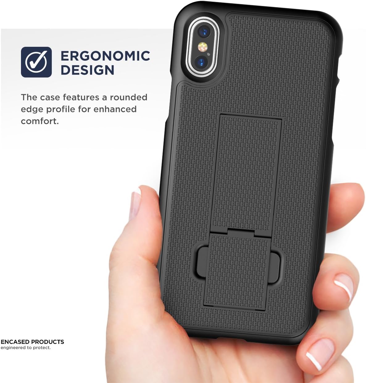 iPhone Xs Max Belt Clip Case (2018 DuraClip) Ultra Slim Holster Shell Combo (Rubberized Grip Finish) Black (iPhone Xs Max) - Image 5