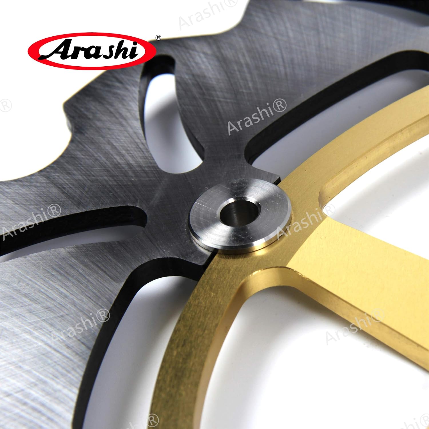 Arashi Front Rear Brake Discs Rotors for Kawasaki ZRX1100 1999-2000, ZRX1200 ZRX1200R ZRX1200S 2001-2006, Motorcycle Replacement Accessories Gold