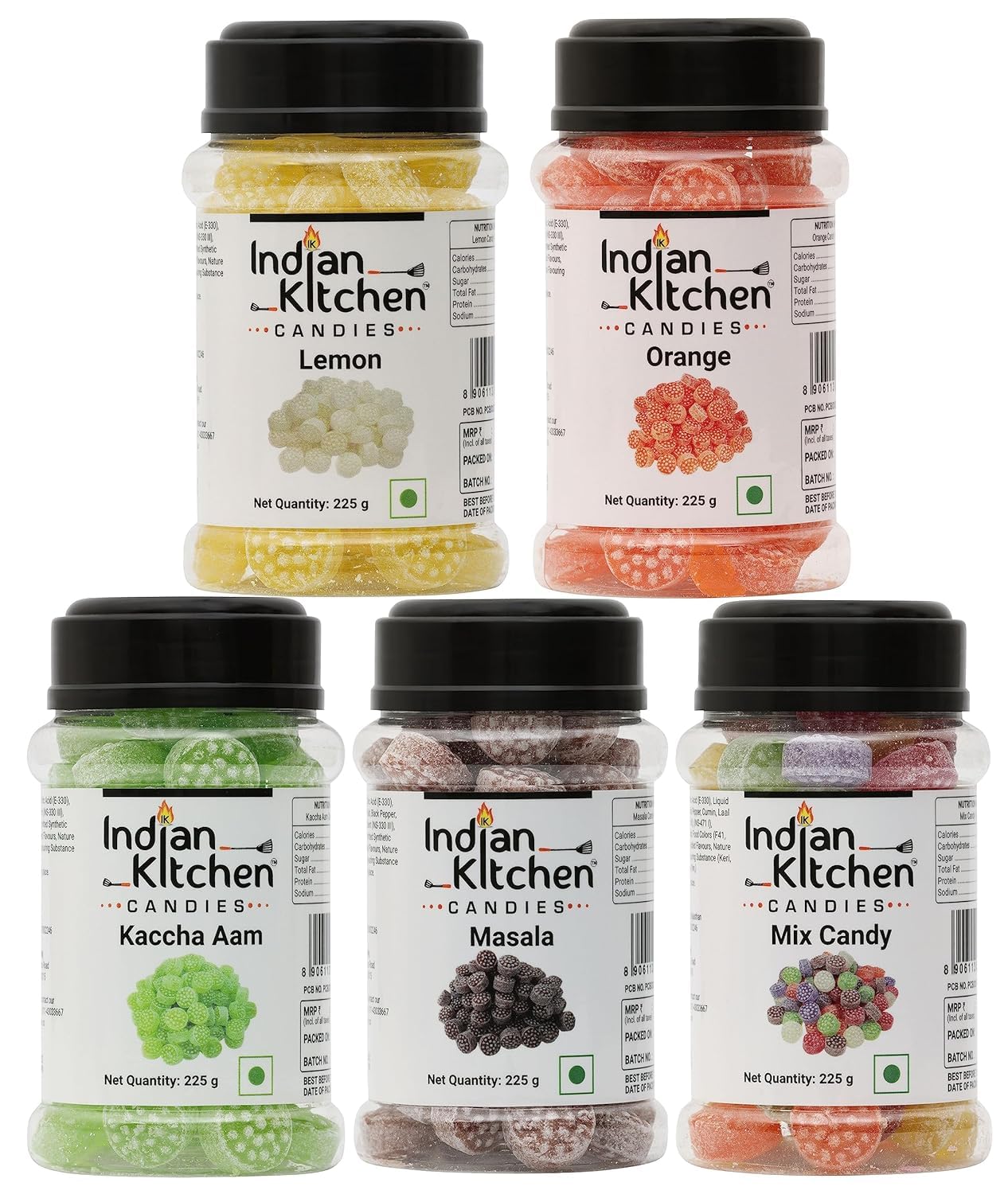 Indian Kitchen Combo of Orange, Lemon, Masala, Kaccha Aam and Mix Candy 225g (Pack of 5) (B0CND6GSRR) Amazon Price History, Amazon Price Tracker