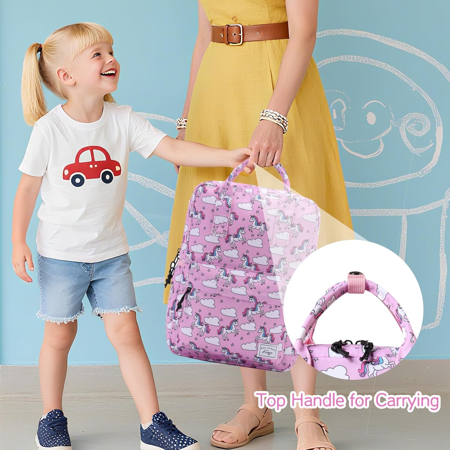 Kasqo Kids Backpack, 14.5" H Water-Resistant Preschool Kindergarten & Primary School Bag for Boys & Girls Aged 4-8
