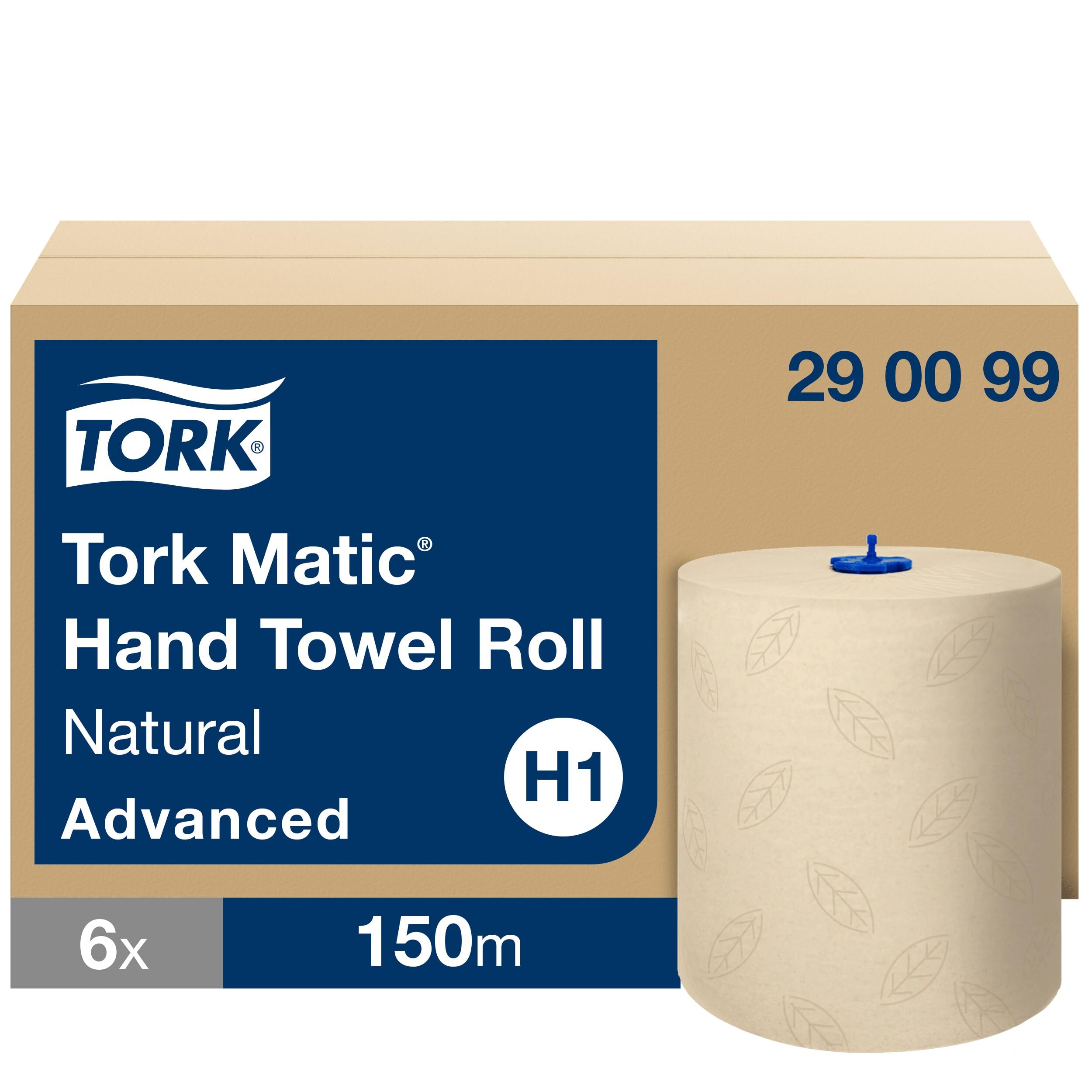 Tork Matic Paper Hand Towel Roll Natural H1, Advanced, Tear-Resistant, 2-Ply, 6 x 150m, 290099