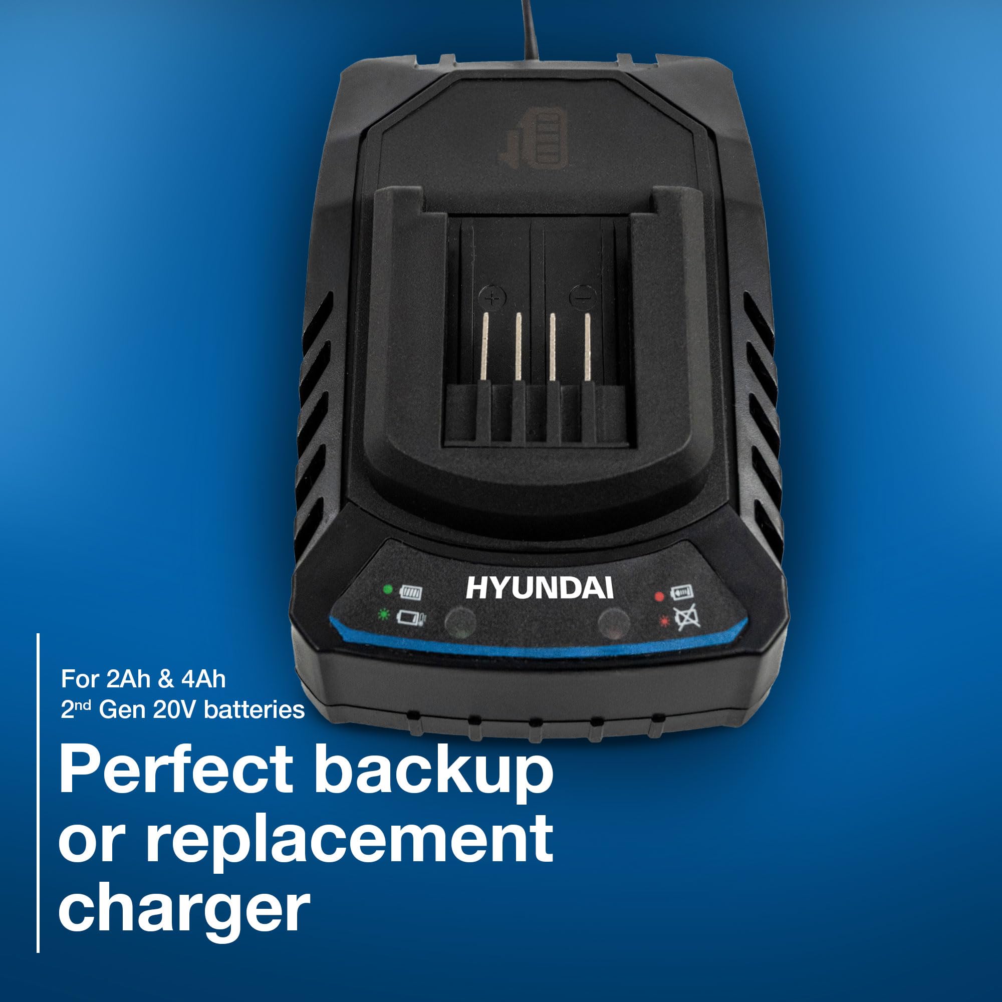 Hyundai Juego de taladro inalámbrico de 20 V, taladro de martillo de 60 Nm y destornillador de impacto de 230 Nm, kit sin escobillas con 2 baterías de 2.0 Ah, cargador de 2 A