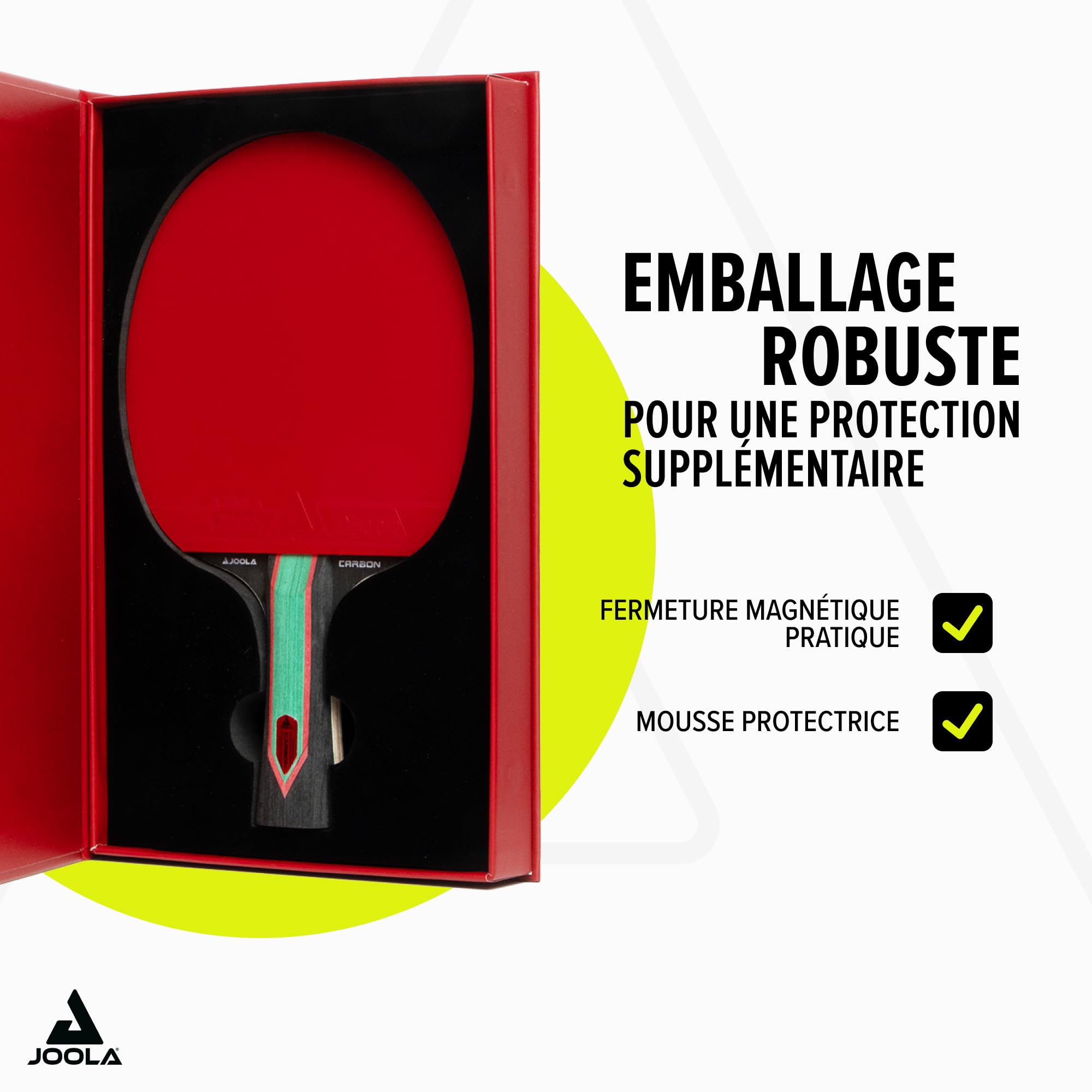JOOLA Raquette de Tennis de Table Red Carbon Pro/Carbon Control/Carbon X – Raquette de Ping-Pong en Carbone avec Boîte Magnétique