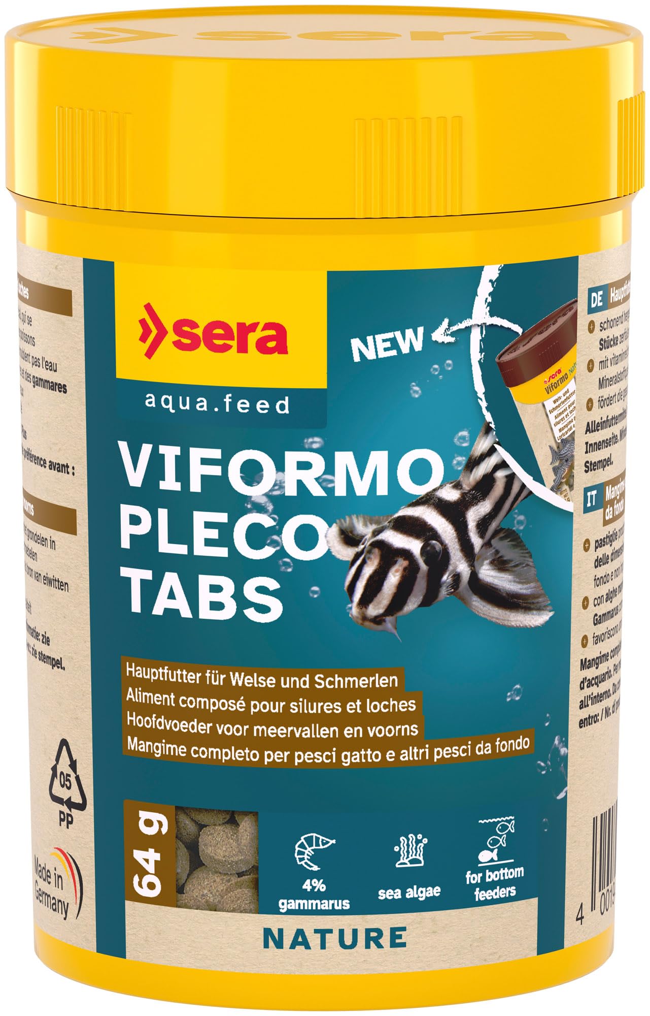 sera Viformo Pleco Tabs 100 ml (64 g) | Welsfutter Aquarium für gründelnde Bodenfische | Hochwertiges Fischfutter Aquarium | Wels Futtertabletten mit vitaminreichen Seealgen | Fischfutter Tabletten