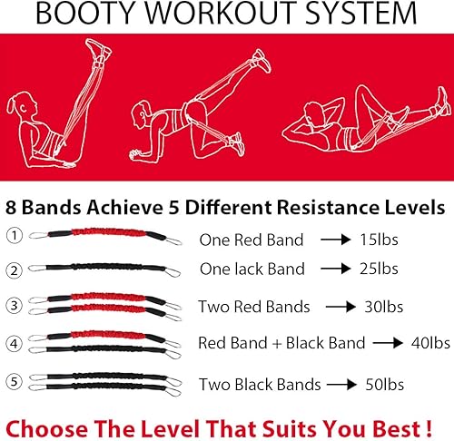 Miniatura 2 de NOANTA Sistema de bandas de entrenamiento de cinturón de resistencia de botín, piernas y equipo de ejercicio de entrenamiento de glúteos