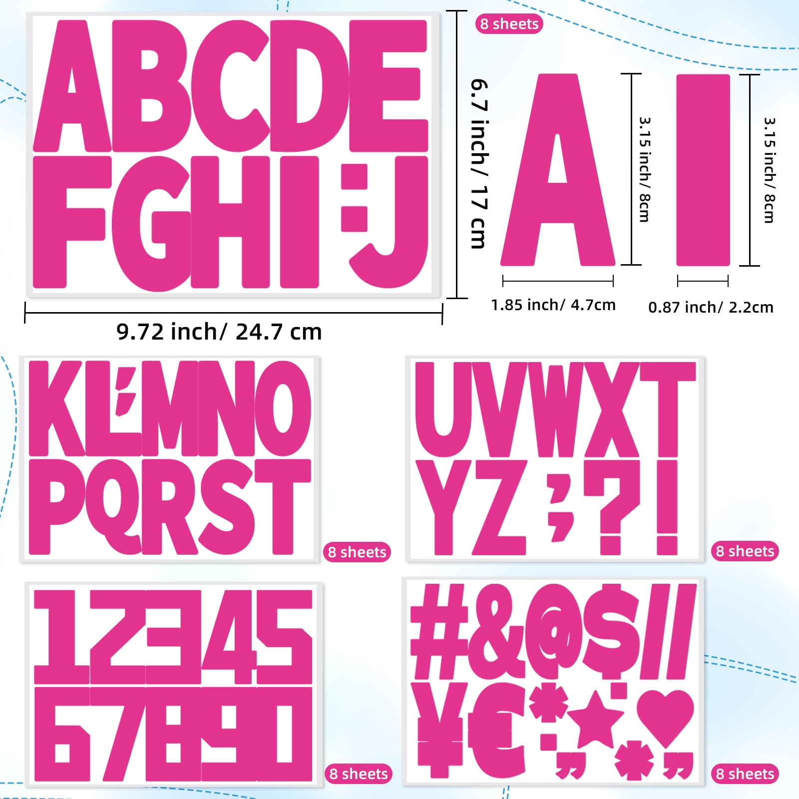 Snapklik.com : Letter Stickers,3 Inch 40 Sheets Dark Blue Alphabet ...