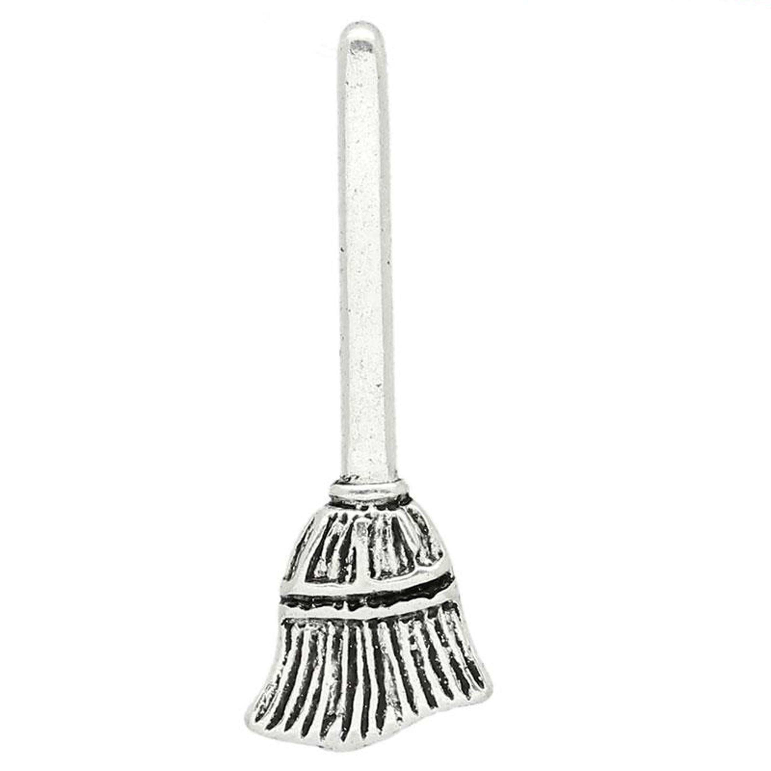 Julz Beads Silver Broomstick Witches Charms Brush Broom Antique Tone 27Mm X 10Mm J28456 Size 10