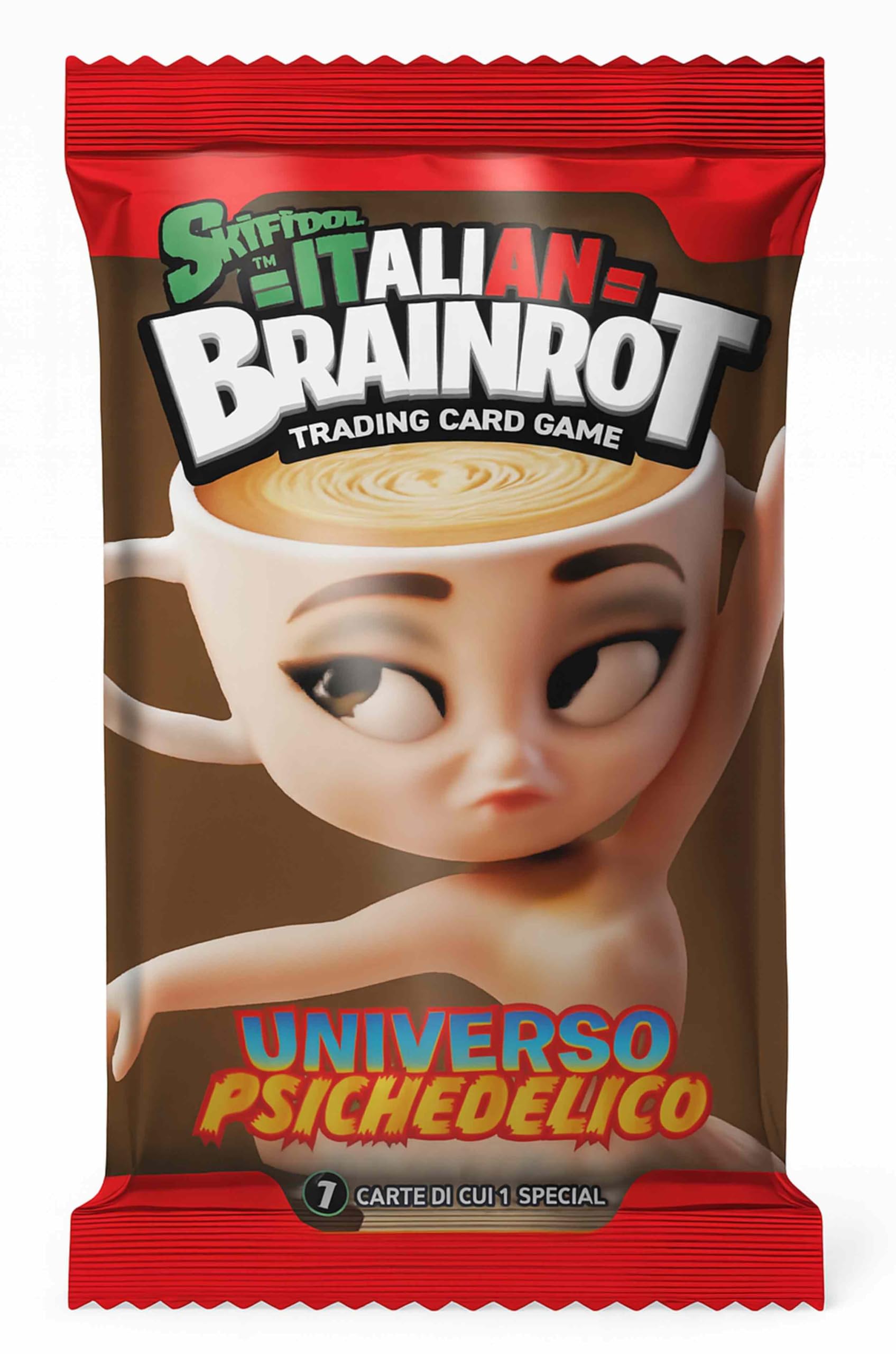 Skifidol Italian Brainrot Trading Card Game, Starter Box Univers Psychédélique, 18 Sachets, 7 Cartes pour Sachet | Exclusif