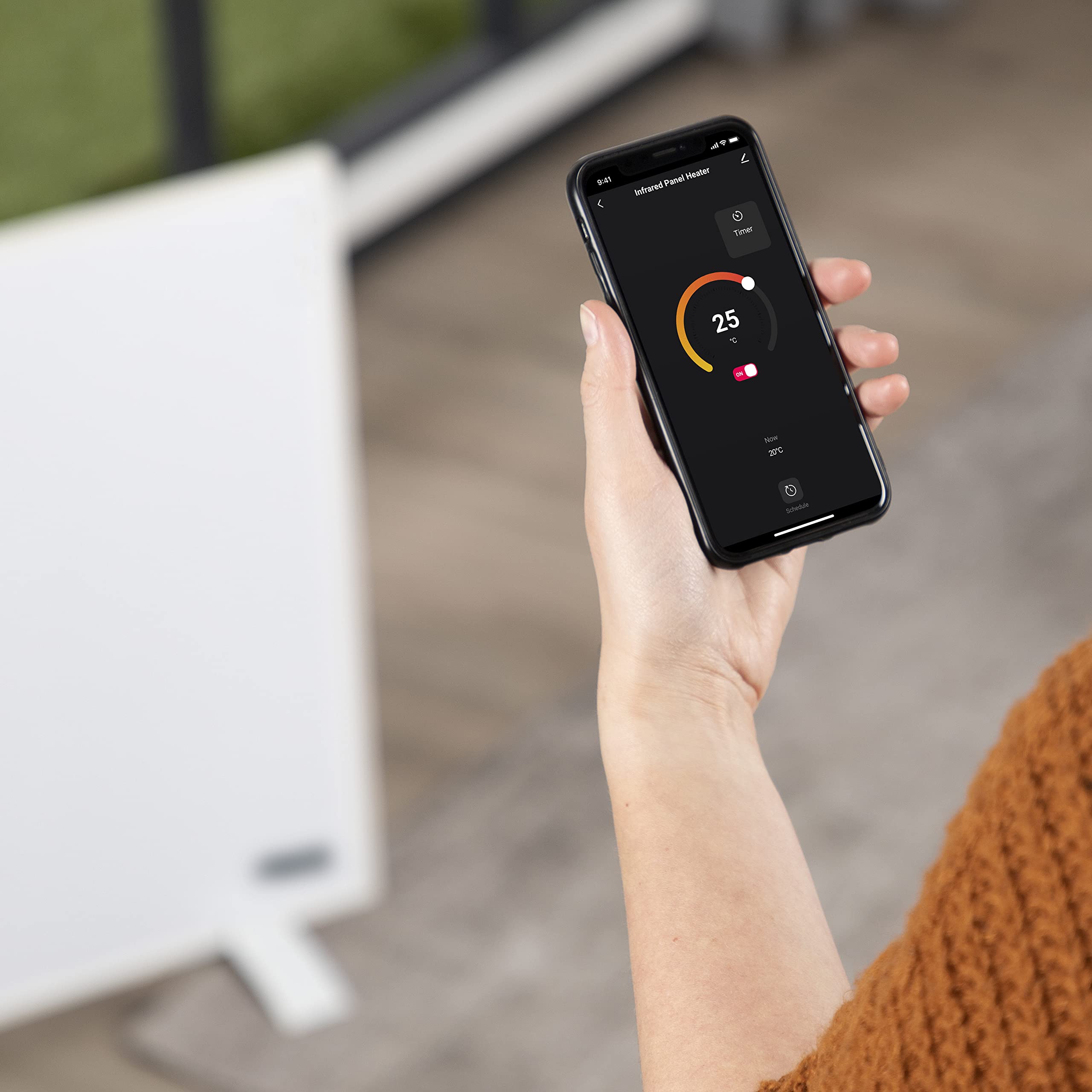 Princess Smart Infrared Heater - 350 W - Niskie zużycie energii - Możliwość sterowania za pomocą darmowej aplikacji - Możliwość programowania za pomocą zintegrowanego termostatu