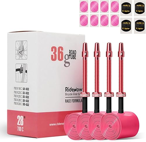 Miniatura 15 de Ridenow 4-Pack Bike Inner Tube for 700/18C-28C, 700/18C-32C with 65/85 mm Metal &TPU Presta Valves for Road Bikes, Super Light Puncture Resistant