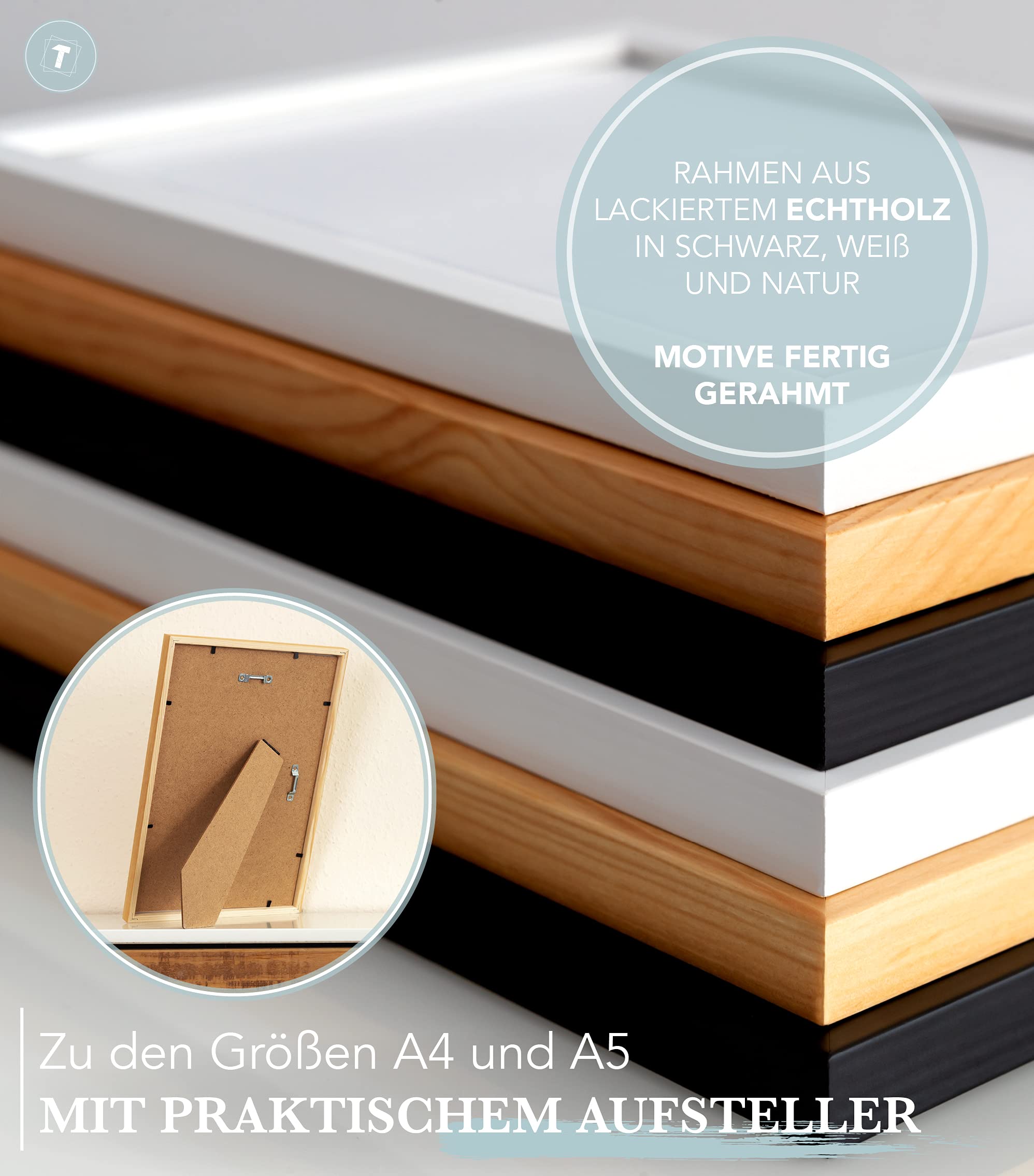 Papierschmiede® Mood Poster Set Coco Peony, Fertiges Bilder Set mit Rahmen (Holz, schwarz), Wohnzimmer Deko Schlafzimmer, 2x DIN A4 und 4x DIN A5, rosa Pfingstrosen Eukalyptus Floral