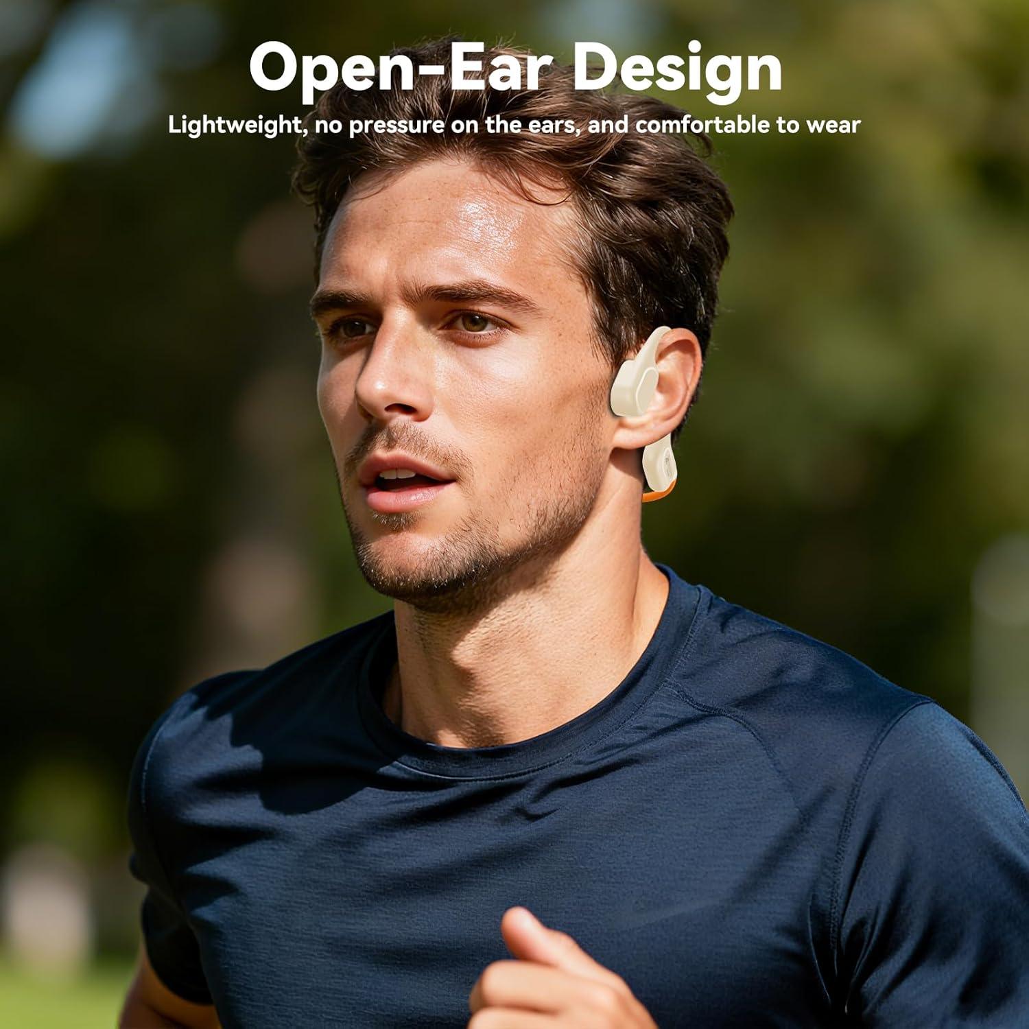 Soft Liquid Silicone Bone Conduction Swimming Headphones Underwater,IPX8 Waterproof Earbuds,Open Ear Swim Headphone with Skin-Friendly/Built-in 32G MP3-Player Earphones for Swimming-Beige Orange - Image 6