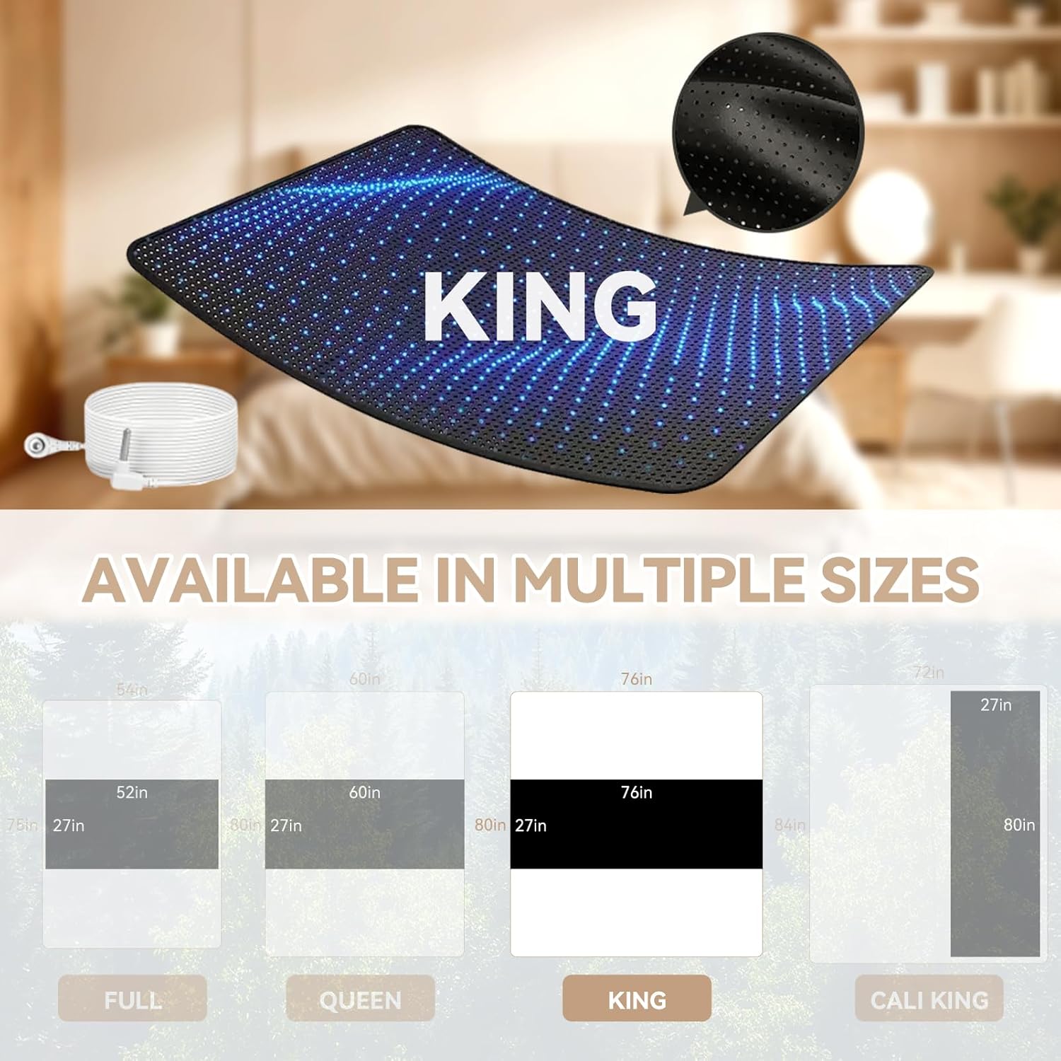 Grounding Sheets, Grounding Mat for Bed, Improve Sleep Quality, Relieve Stress, Anti-Static Mat Suitable on Bed (Black, King - 76" x 27")