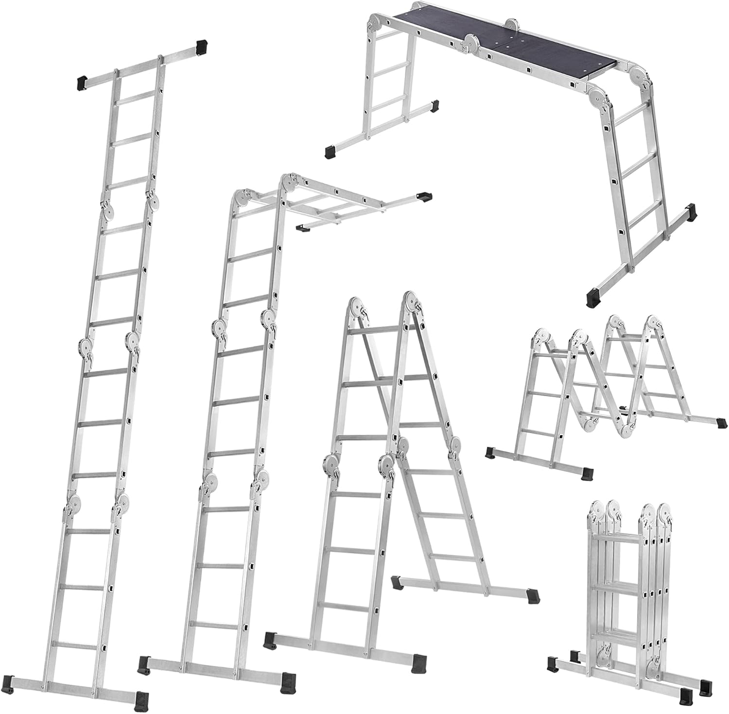 KADAX Aluminium ladder, klein, 3 treden, zilver, 105 x 76 cm