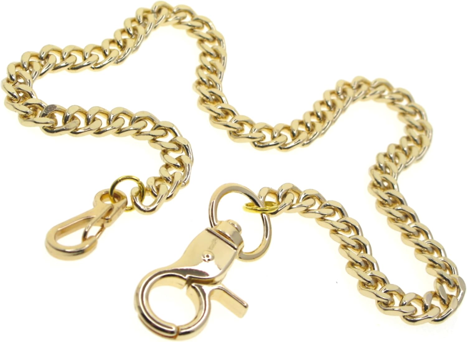 Pocket Watch Chain Albert Chain Gold Color Cuban Curb Link Chain with Swivel Lobster Clasp FC70