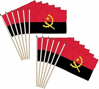 Angola 12x18in Stick Flag - 1 dozen pack