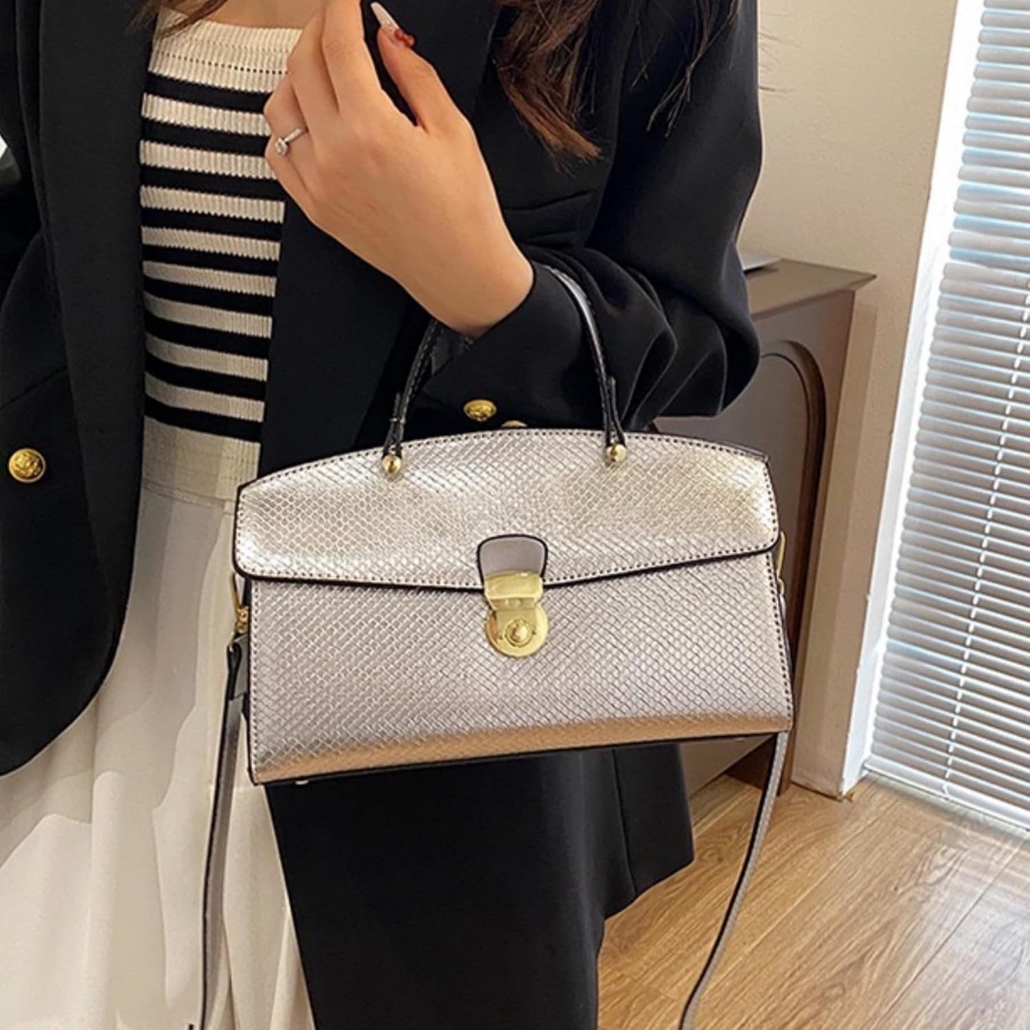 IAMUHI Women's Retro Evening Handbag Snake Pattern Top Handle Satchel Ladies Designer PU Leather Small Tote Crossbody Bag